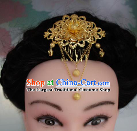 Chinese Traditional Hair Accessories Wedding Golden Tassel Hair Comb for Women