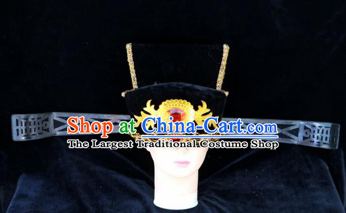 Chinese Traditional Beijing Opera Royal Highness Headwear Peking Opera Chancellor Black Hat