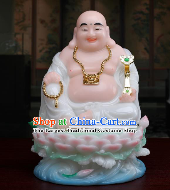 Chinese Traditional Religious Supplies Feng Shui Maitreya White Cloth Statue Buddhism Decoration