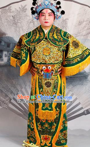 Chinese Traditional Beijing Opera Takefu Costume Ancient Warrior Green Clothing