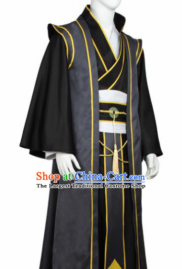 Chinese Ancient Imperial Bodyguard Black Costume Traditional Cosplay Swordsman Clothing for Men