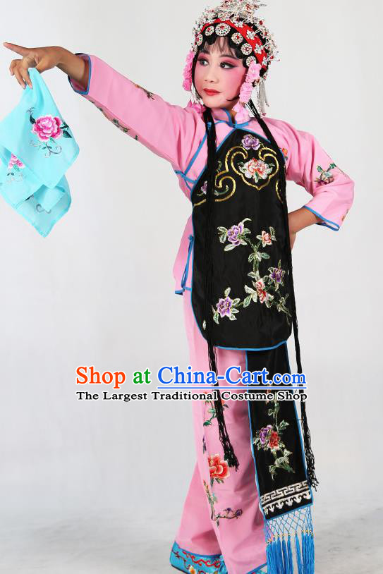 Traditional Chinese Beijing Opera Children Costume Peking Opera Maidservants Black Vest Clothing for Kids