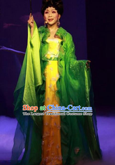 Traditional Chinese Beijing Opera Green Dress Ancient Imperial Consort Yang Historical Costume Complete Set