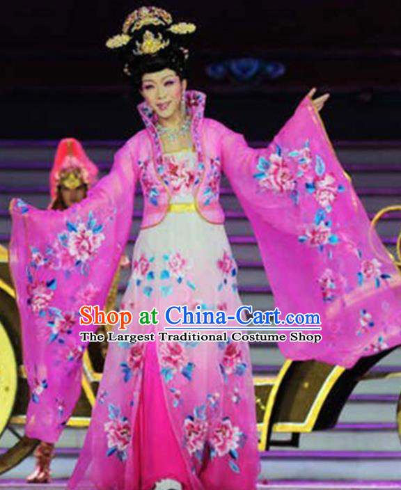 Traditional Chinese Ancient Tang Dynasty Imperial Concubine Pink Historical Costume Complete Set