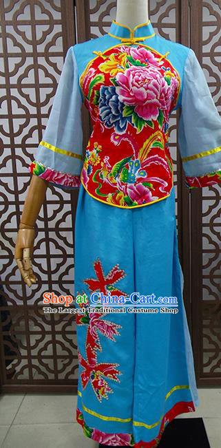 Traditional Chinese Beijing Opera Actress Costume Peking Opera Maidservants Blue Clothing