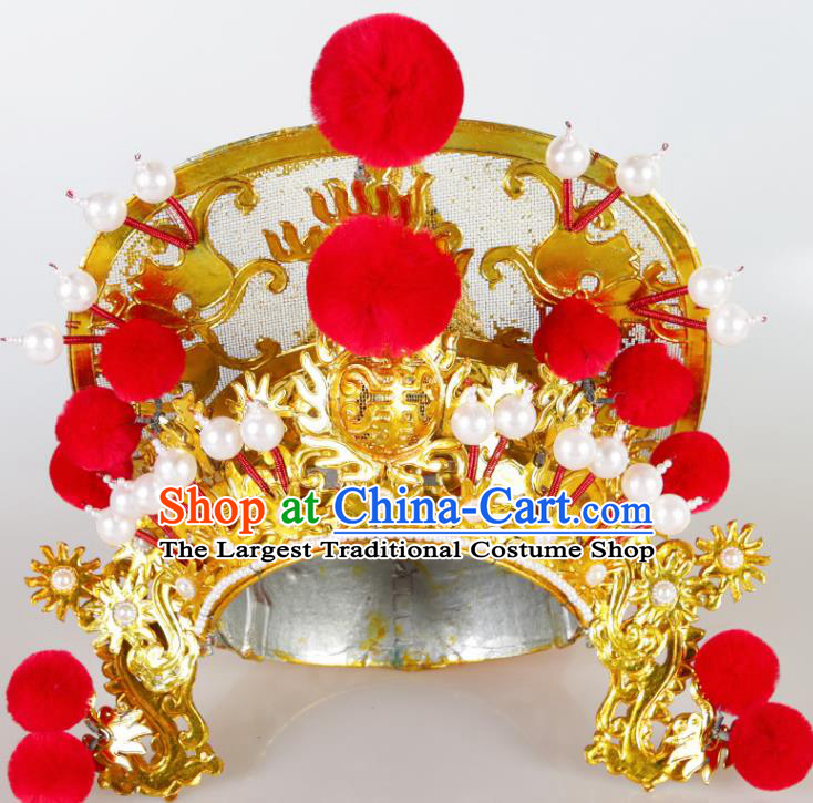 Asian Chinese Beijing Opera Soldier Headwear Traditional Peking Opera Takefu Helmet