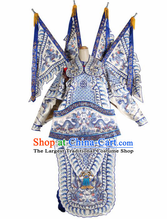 Chinese Traditional Beijing Opera General Costume Peking Opera Takefu White Clothing