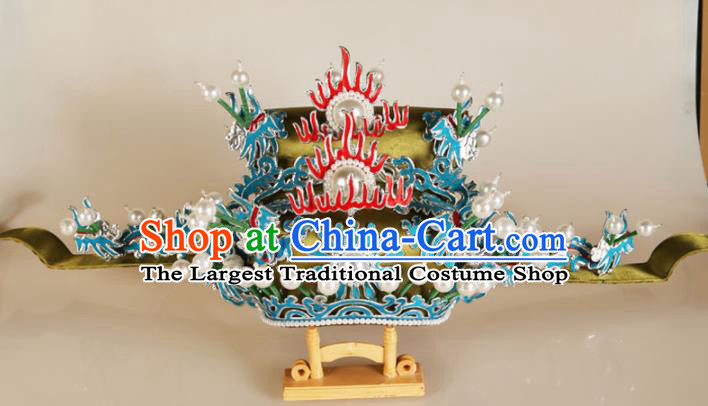 Asian Chinese Beijing Opera Headwear Traditional Peking Opera Prime Minister Green Hat