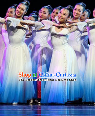 Professional Modern Dance Costume Catwalks Stage Performance White Dress for Women