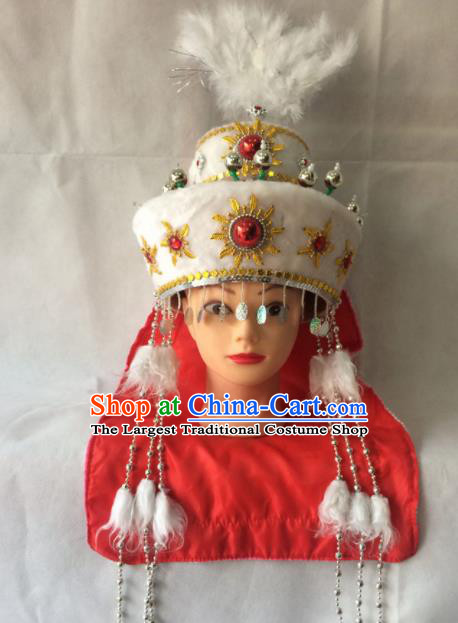 Asian Chinese Beijing Opera Actress Hair Accessories Ancient Hui Ethnic Princess Hat for Women