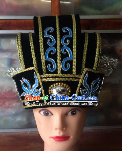 Asian Chinese Traditional Beijing Opera Headwear Ancient Minister Black Hat for Men