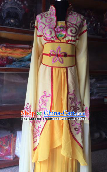 Traditional Chinese Beijing Opera Diva Costume Ancient Peri Princess Yellow Dress for Women