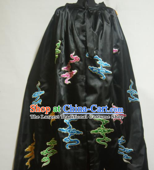 Traditional Chinese Beijing Opera Actress Costume Ancient Princess Embroidered Clouds Black Cloak for Women