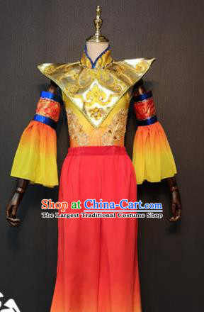 Asian Chinese Traditional Folk Dance Costume New Year Drum Dance Red Clothing for Women