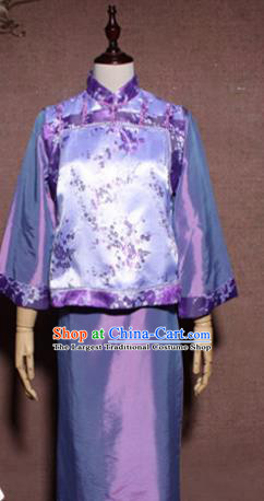 Traditional Chinese Ancient Drama Qing Dynasty Prince Purple Clothing for Men