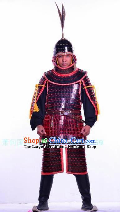 Chinese Ancient Drama Song Dynasty General Body Armor and Helmet Complete Set