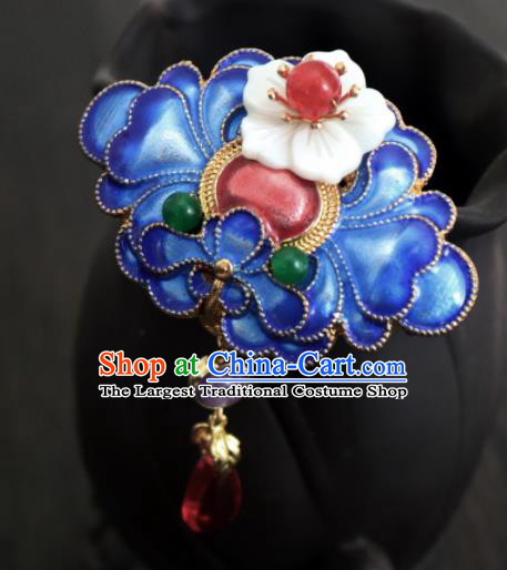 Chinese Ancient Palace Jewelry Accessories Traditional Classical Blueing Brooch for Women