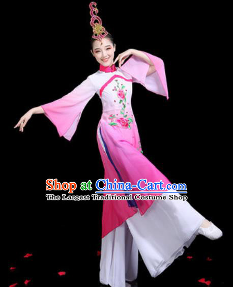 Traditional Chinese Stage Performance Costume Classical Dance Umbrella Dance Pink Dress for Women