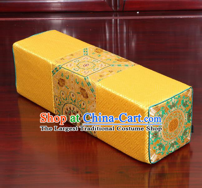 Chinese Traditional Household Accessories Classical Pattern Yellow Brocade Pillow Armrest Pillow