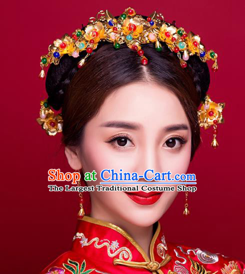 Chinese Ancient Bride Wedding Phoenix Coronet Hair Accessories Traditional Classical Tassel Hairpins for Women