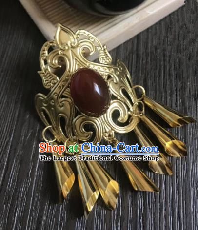 Chinese Ancient Princess Hair Accessories Traditional Golden Tassel Hair Claw Hairpins for Women