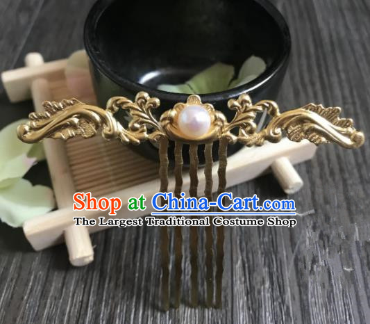 Chinese Ancient Princess Hair Accessories Traditional Golden Hair Comb Hairpins for Women