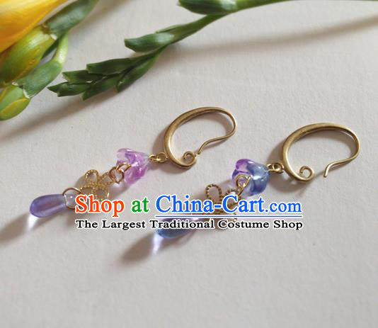 Chinese Ancient Hanfu Jewelry Accessories Traditional Purple Earrings for Women