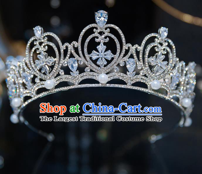 Handmade Baroque Wedding Hair Accessories Princess Zircon Royal Crown for Women