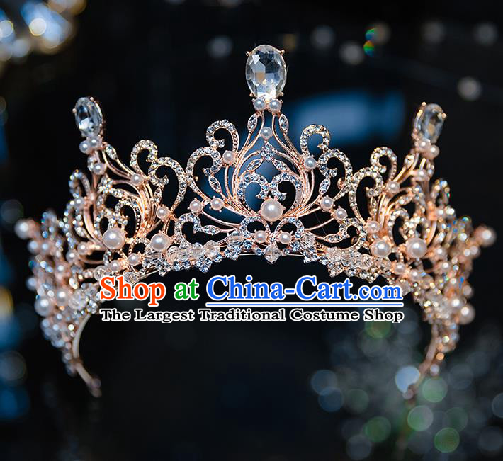 Handmade Baroque Hair Accessories Wedding Queen Crystal Royal Crown for Women