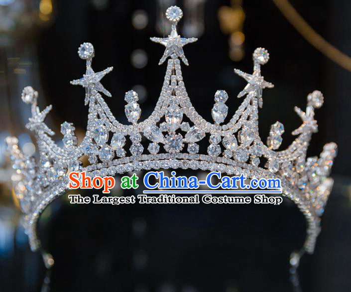 Handmade Baroque Wedding Hair Accessories Princess Zircon Stars Royal Crown for Women