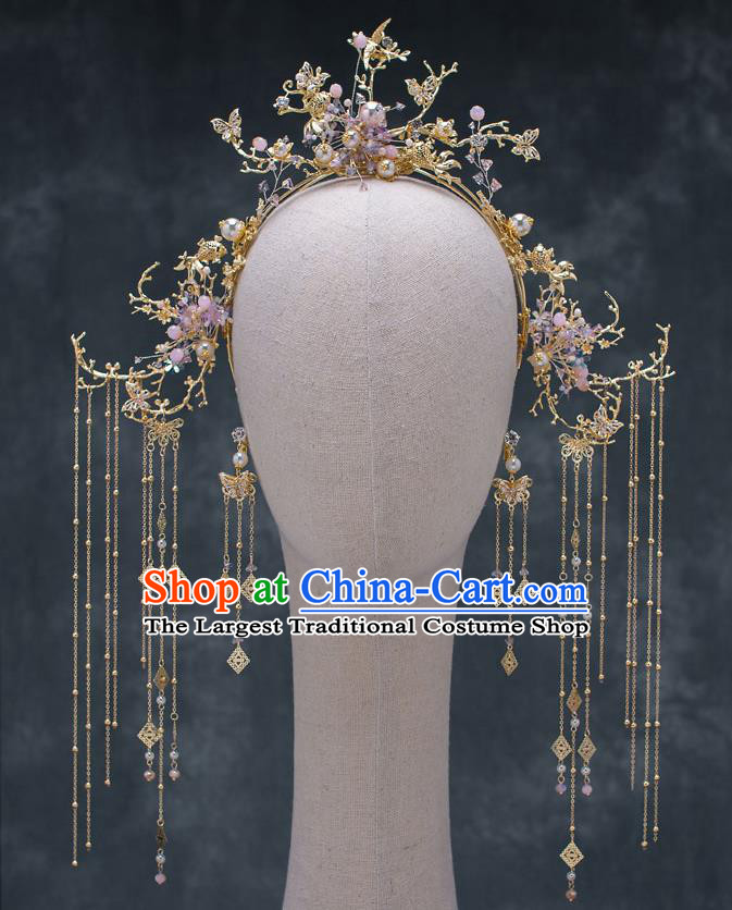 Chinese Ancient Wedding Tassel Hair Clasp Traditional Bride Palace Hair Accessories for Women