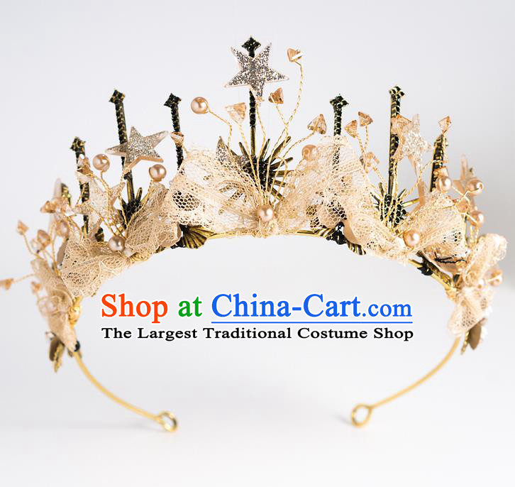 Handmade Wedding Bride Hair Accessories Baroque Golden Royal Crown for Women