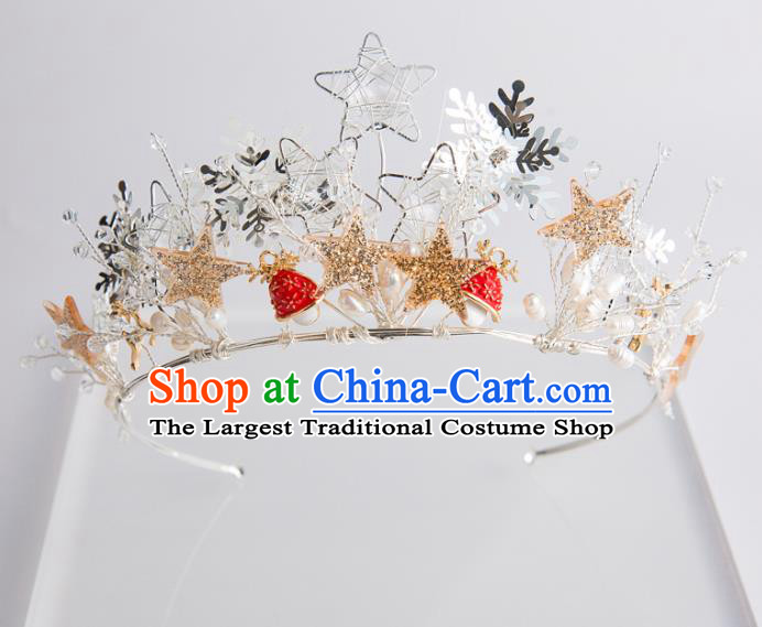 Handmade Wedding Bride Hair Accessories Baroque Golden Stars Royal Crown for Women