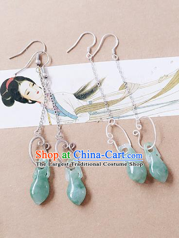 Chinese Ancient Hanfu Jewelry Accessories Traditional Palace Jade Vase Earrings for Women