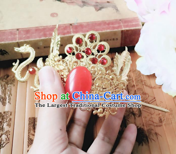 Chinese Ancient Prince Hair Accessories Palace Traditional Hanfu Dragon Hair Crown Hairpins for Men