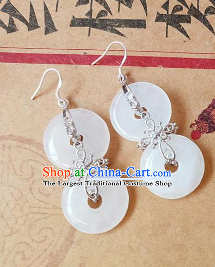 Chinese Ancient Princess Jewelry Accessories Traditional Palace Hanfu Jade Earrings for Women