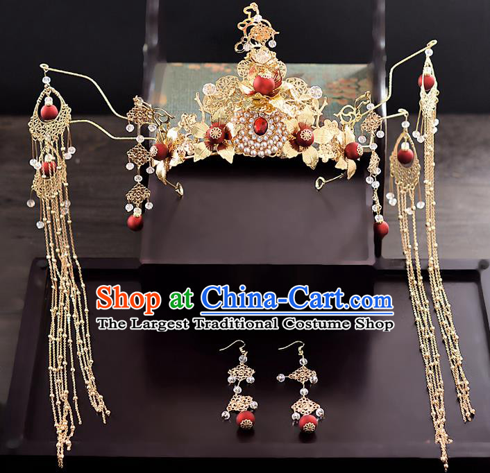 Chinese Ancient Hair Accessories Phoenix Coronet Tassel Hairpins Traditional Hanfu Palace Hair Clip for Women