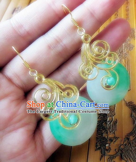 Chinese Ancient Princess Jewelry Accessories Traditional Hanfu Jade Earrings for Women