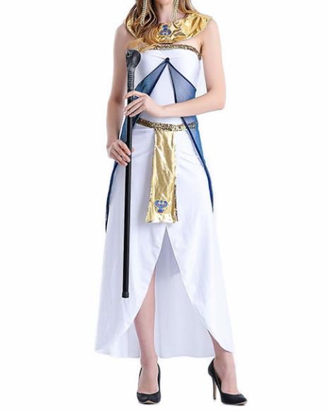 Traditional Egypt Empress Costume Ancient Egypt Queen White Dress with Cloak for Women