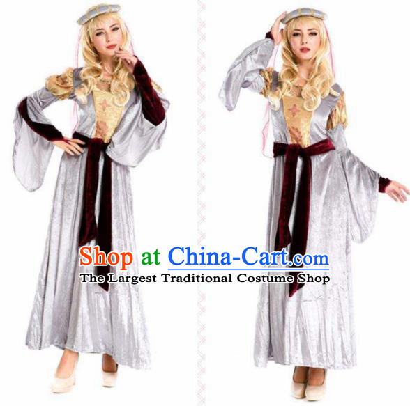 Traditional Greek Goddess Costume Ancient Greek Princess Grey Dress for Women