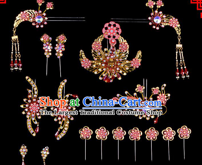 Professional Chinese Beijing Opera Hair Accessories Ancient Princess Red Hairpins Headwear for Women