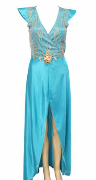 Traditional Egypt Queen Costume Ancient Egyptian Priestess Blue Dress for Women