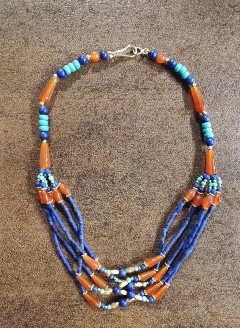 Traditional Egyptian Jewelry Accessories Ancient Egypt Sapphire Beads Necklace for Women