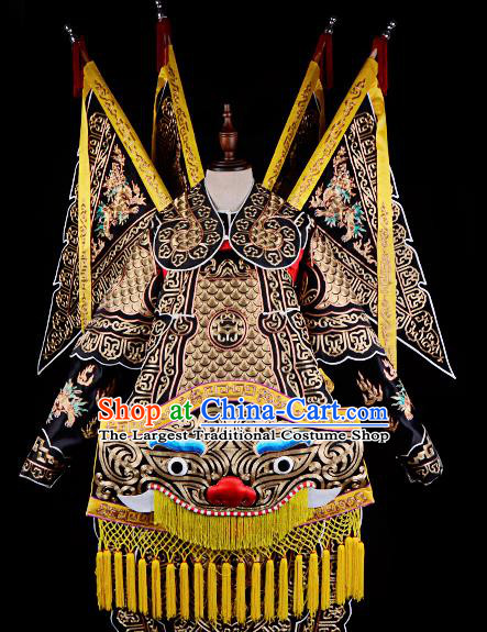 Professional Chinese Beijing Opera Takefu General Black Costume for Adults