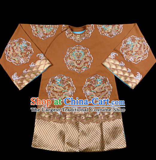 Professional Chinese Traditional Beijing Opera Old Women Embroidered Brown Costume for Adults