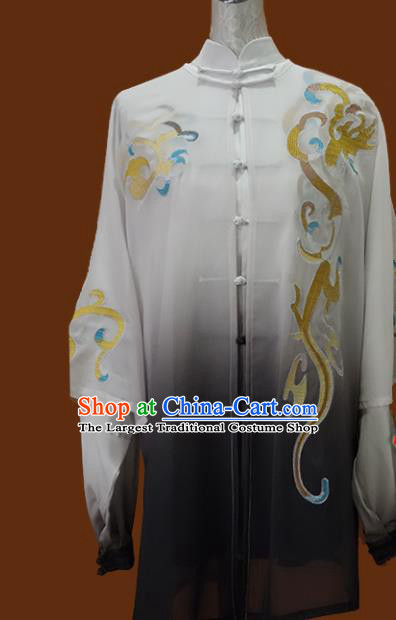 Top Grade Kung Fu Grey Silk Costume Chinese Tai Chi Martial Arts Training Uniform for Adults