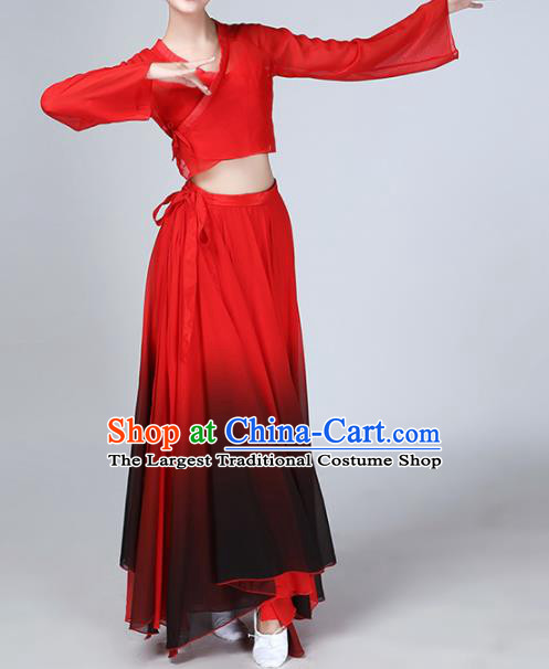 Chinese Traditional Stage Performance Umbrella Dance Red Costume Classical Dance Dress for Women