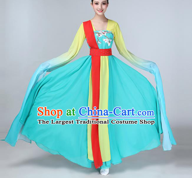 Chinese Traditional Water Sleeve Dance Costume Classical Dance Blue Dress for Women