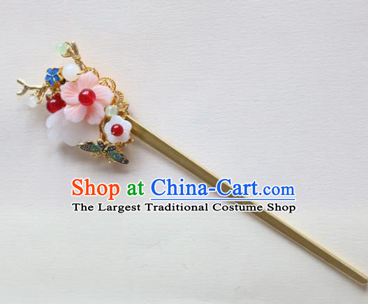 Chinese Ancient Handmade Shell Flower Hairpins Traditional Classical Hair Accessories for Women