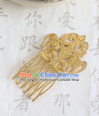 Chinese Ancient Handmade Golden Hair Comb Traditional Classical Hair Accessories for Women